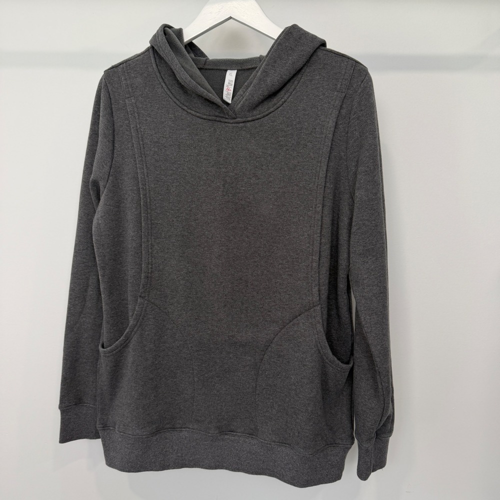 Latched Mama Nursing Hoodie Charcoal Gray Heather Breastfeeding Sweatshirt XL